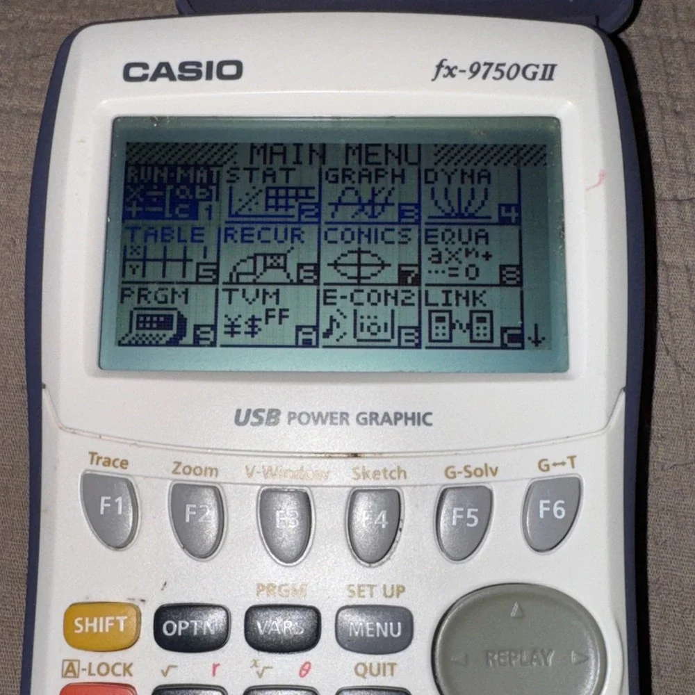 Casio FX-9750GII Graphing Calculator White - EUC no Cords WORKS